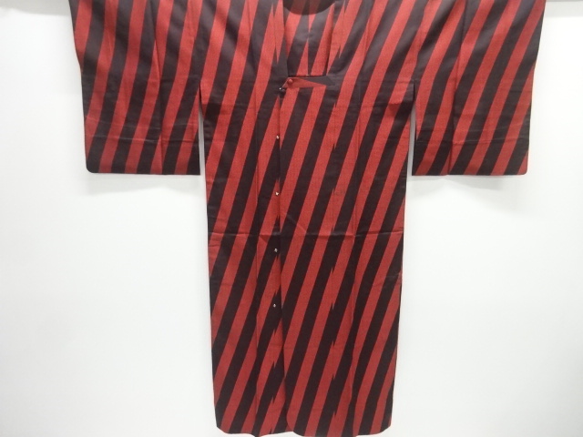 JAPANESE KIMONO / ANTIQUE TAISHO ROMAN DIAGONAL STRIPE PATTERN WOVEN O